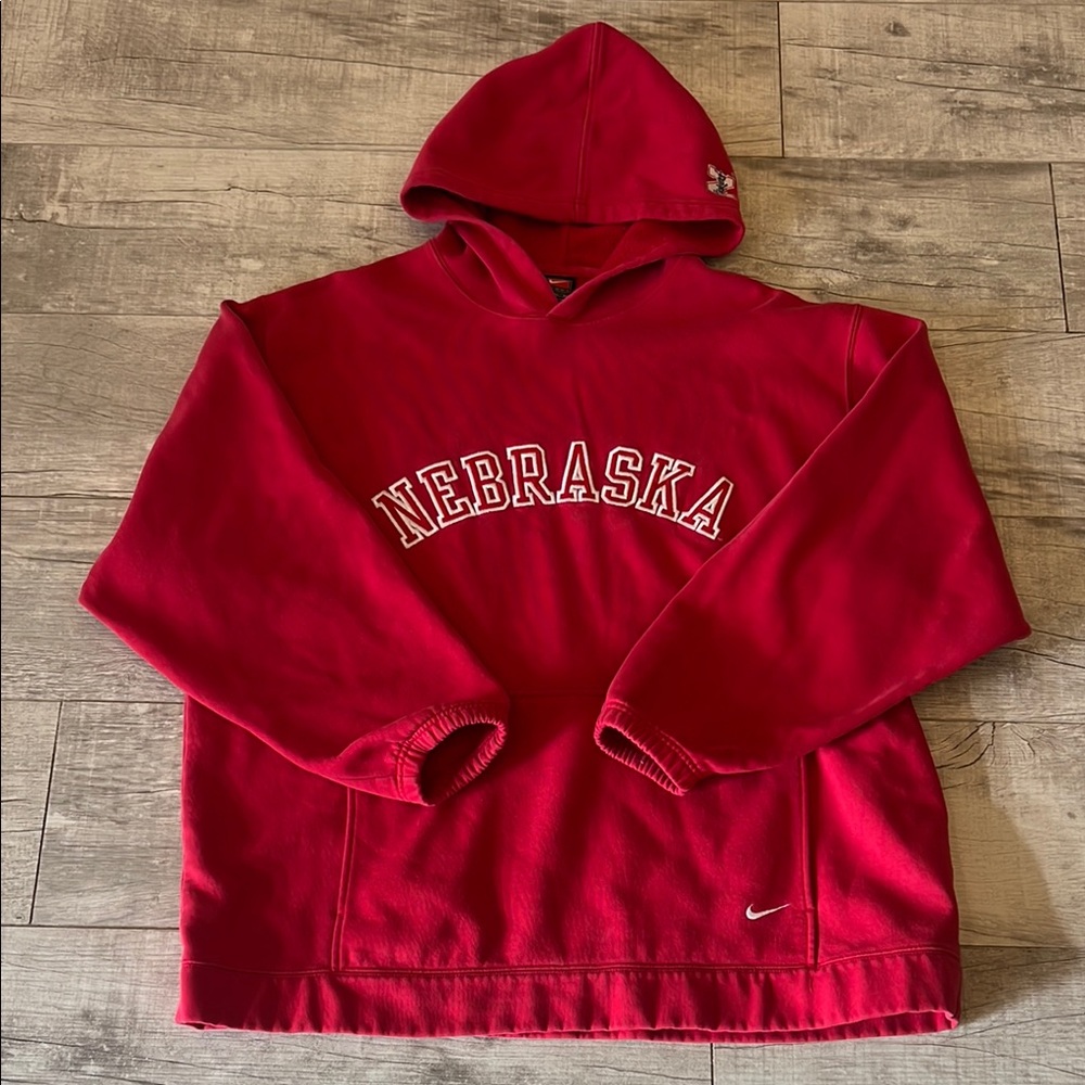 Nike Vintage Nebraska Corn Huskers Football Red Hoodie Men’s Size XL - Picture 2 of 14
